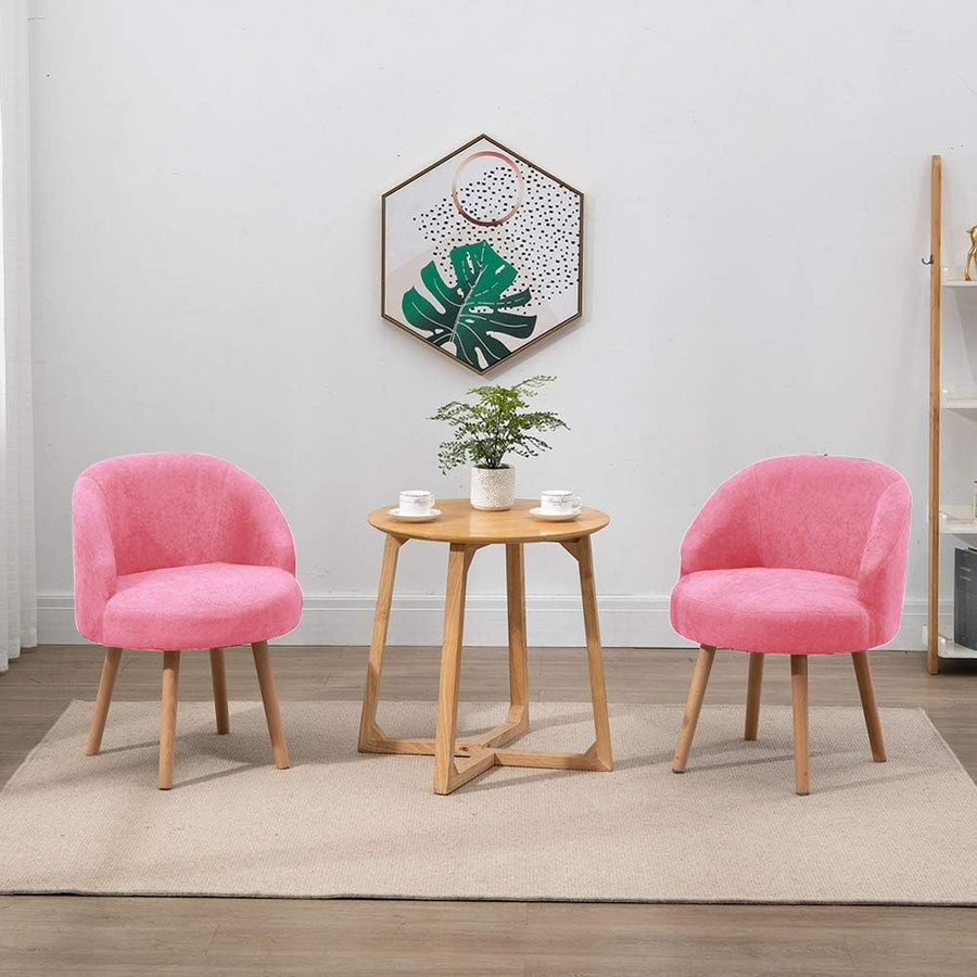 Pink Velvet Accent Chairs Set of 2 Small Tub Armchairs Wood Legs