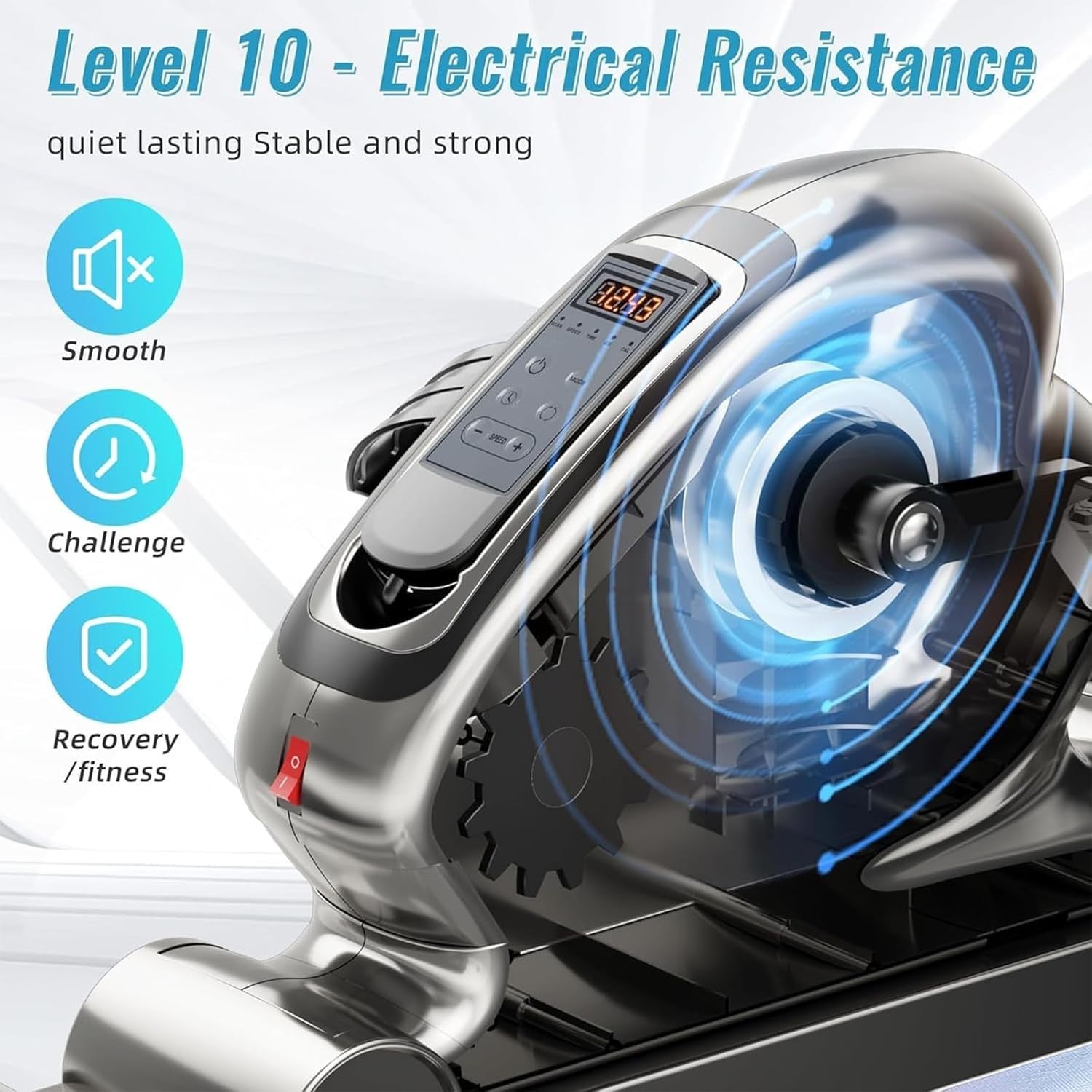 Electric Seated Pedal Exerciser 10 Speed Remote LCD Rehab