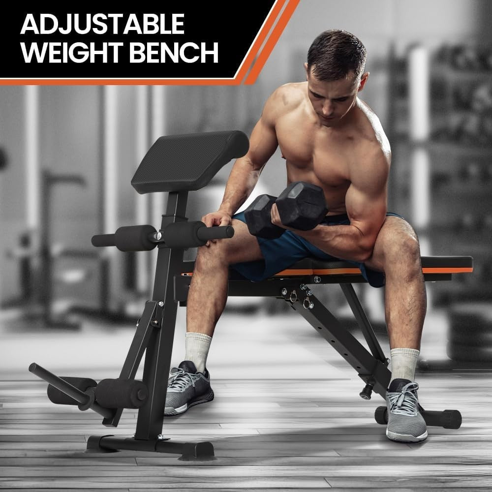 Foldable Multi-Functional Gym Bench, Roman Chair, Adjustable Sit-Up & Decline