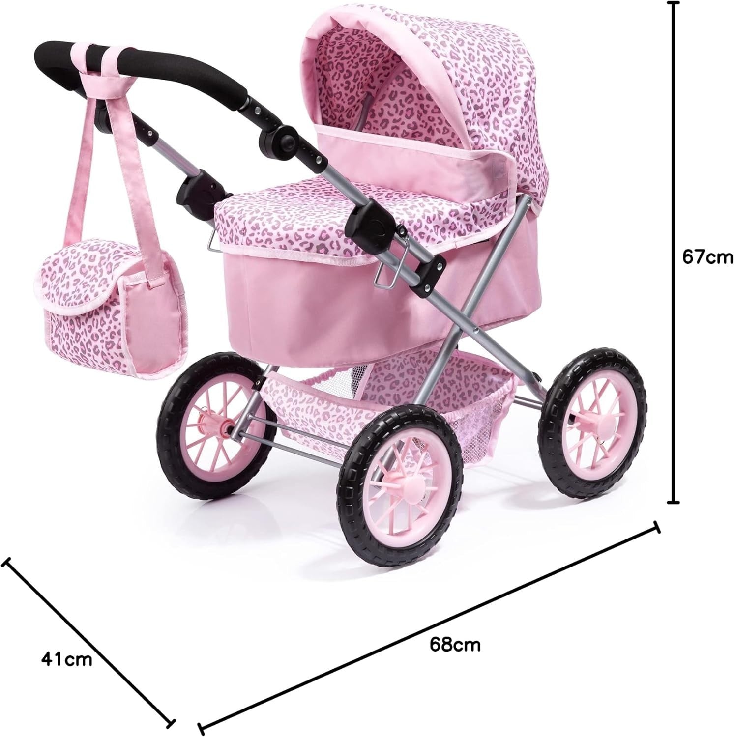 Doll Pram Pushchair Foldable Adjustable Handle with Bag Basket Fairy 46cm