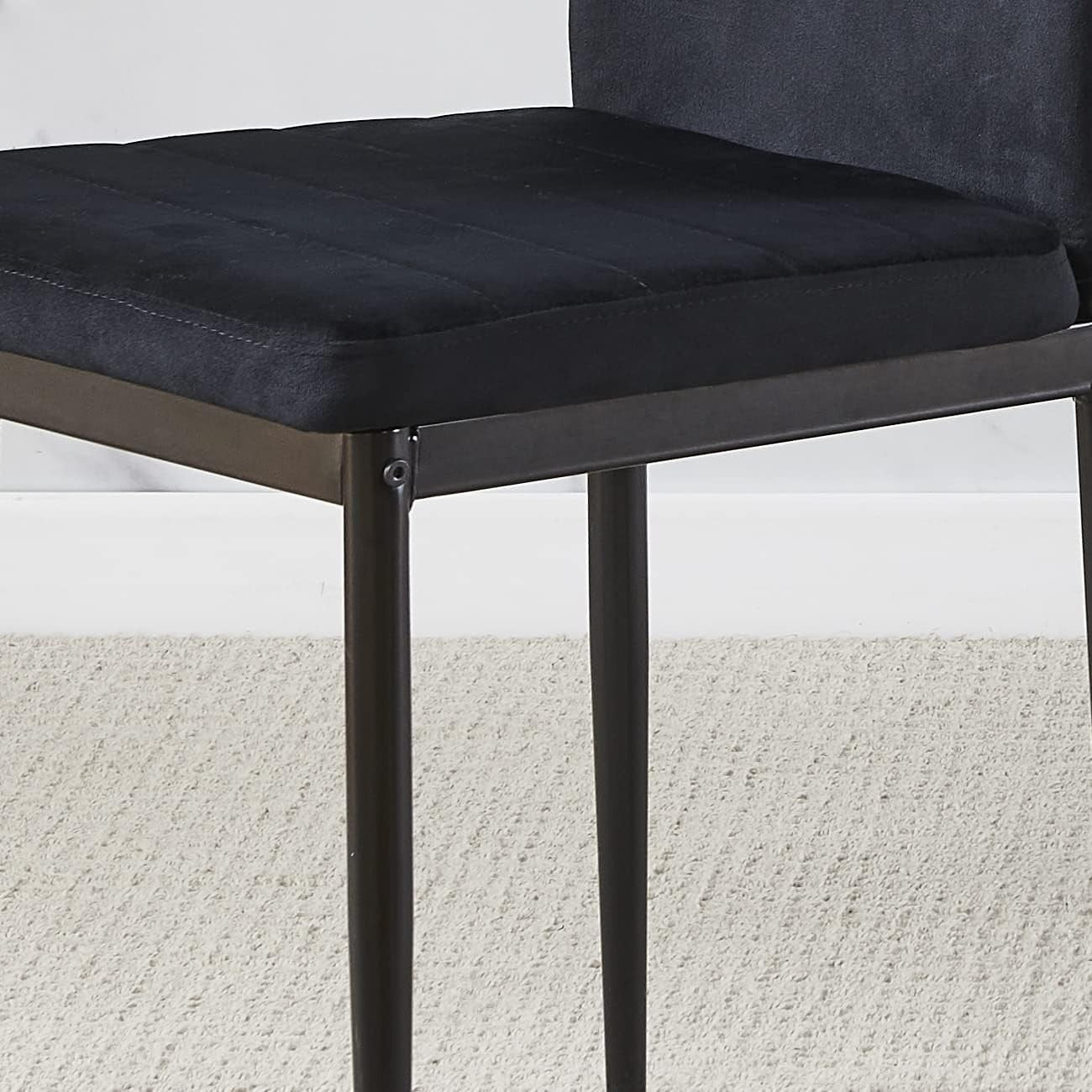 Black Dining Table Set 4 Velvet Chairs Space Saving Kitchen Room