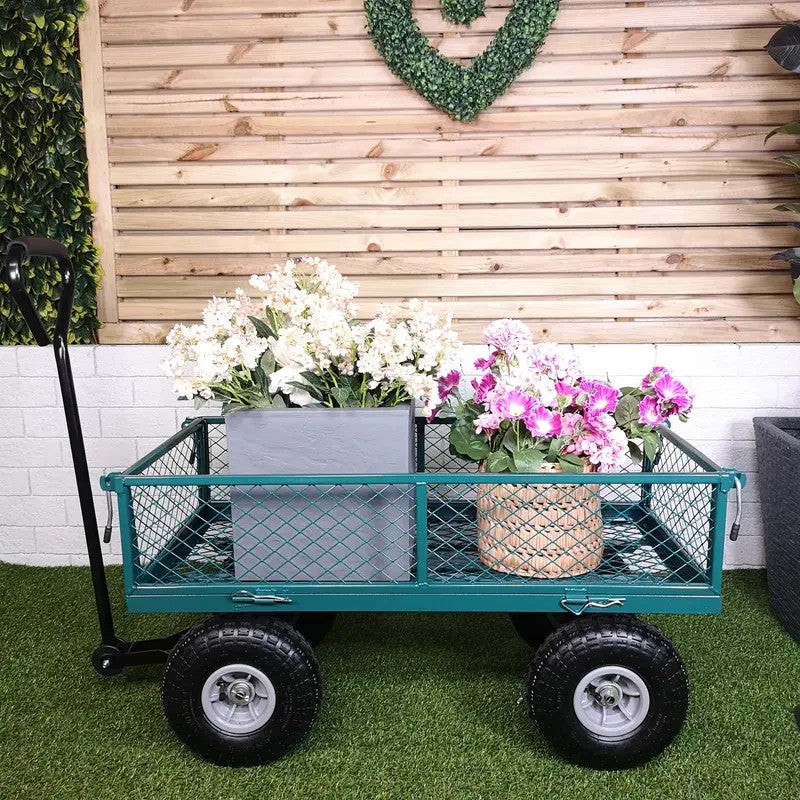 Heavy Duty Metal Garden Trolley Cart Truck Wheelbarrow with Handle
