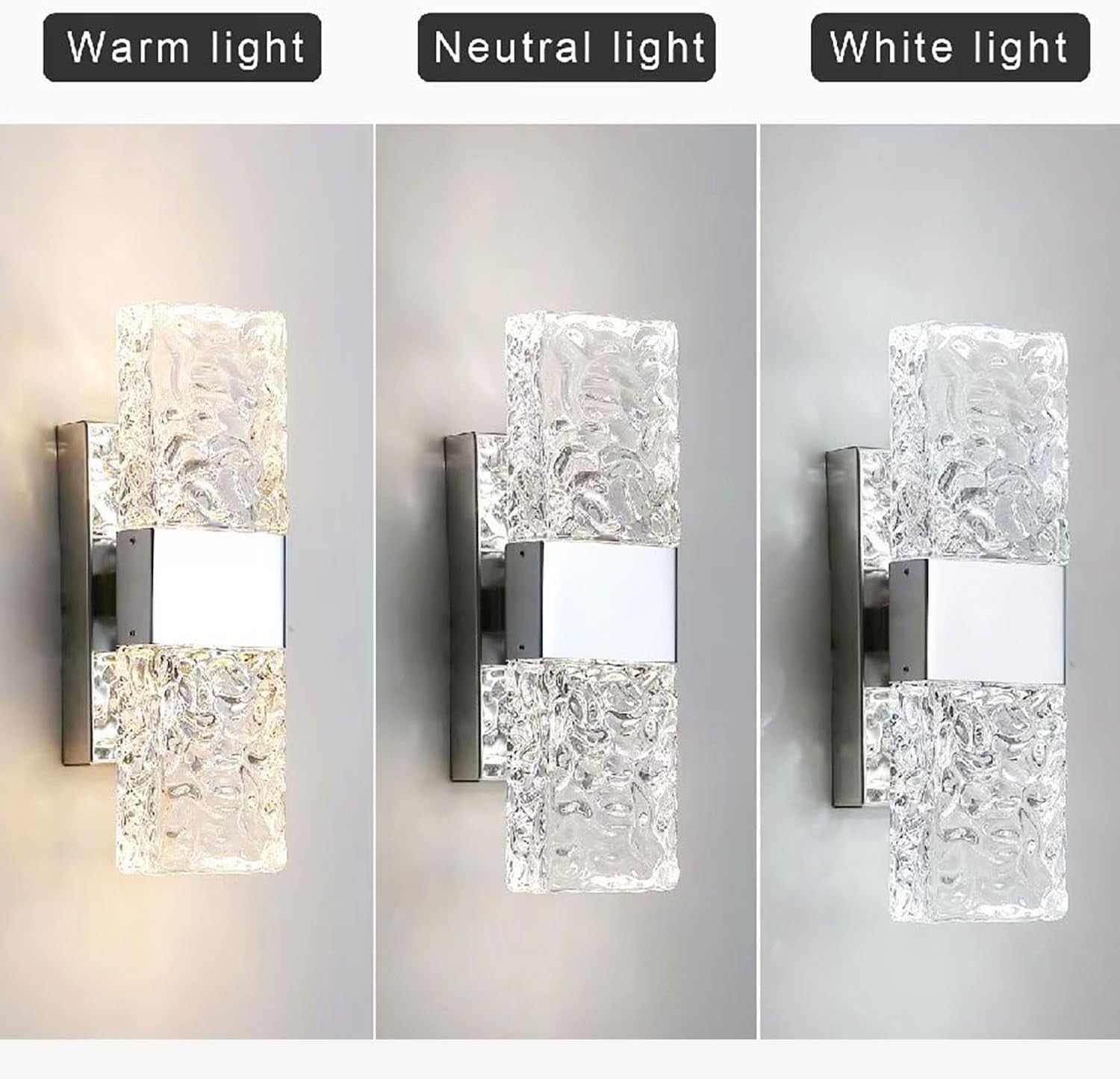 Silver LED Wall Light with Nordic Crystal Design, Energy Efficient, Indoor