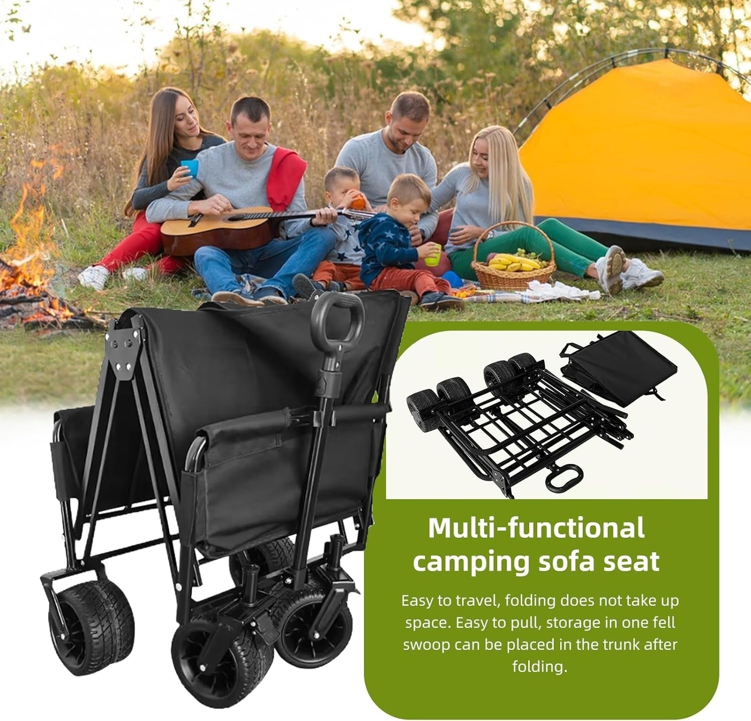 Heavy Duty Folding Festival Trolley Cart 180kg All-Terrain Wheels Adjustable