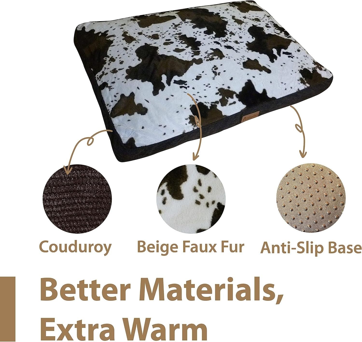 XL Dog Bed 100x66cm Crate Mattress 42" Cage Cowhide