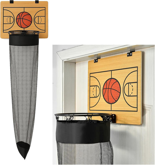 Basketball Hoop Laundry Hamper Over-Door Backboard Large Hanging Basket