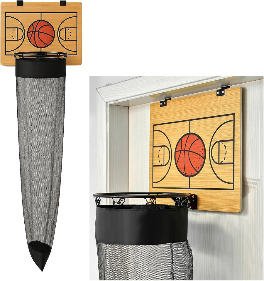 Basketball Hoop Laundry Hamper Over-Door Backboard Large Hanging Basket
