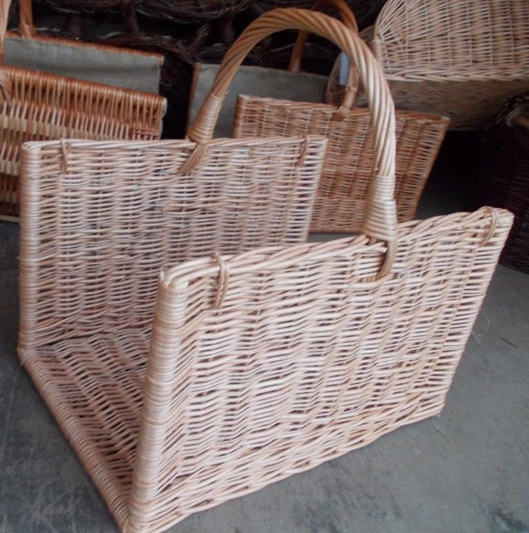 Premium Indoor Wicker Log Basket with Handle – Stylish, Durable Wood Storage