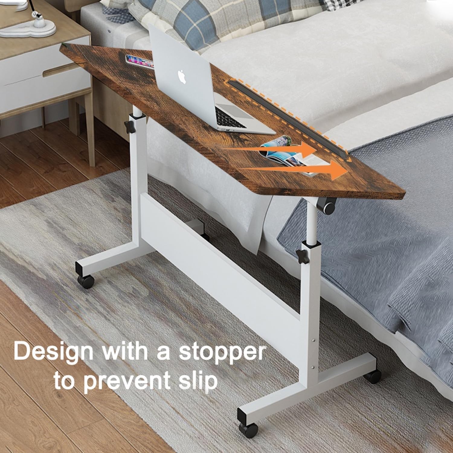 Height Adjustable Standing Desk on Wheels Laptop Table Office 80x40cm