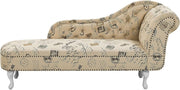 Vintage Right Hand Chaise Lounge Beige Polyester Fabric Tufted Backrest