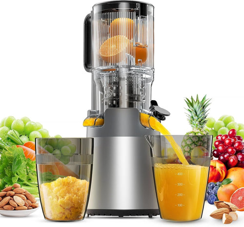 Cold Press Juicer Whole Fruit 5in Feed Chute High Juice Yield Easy Clean