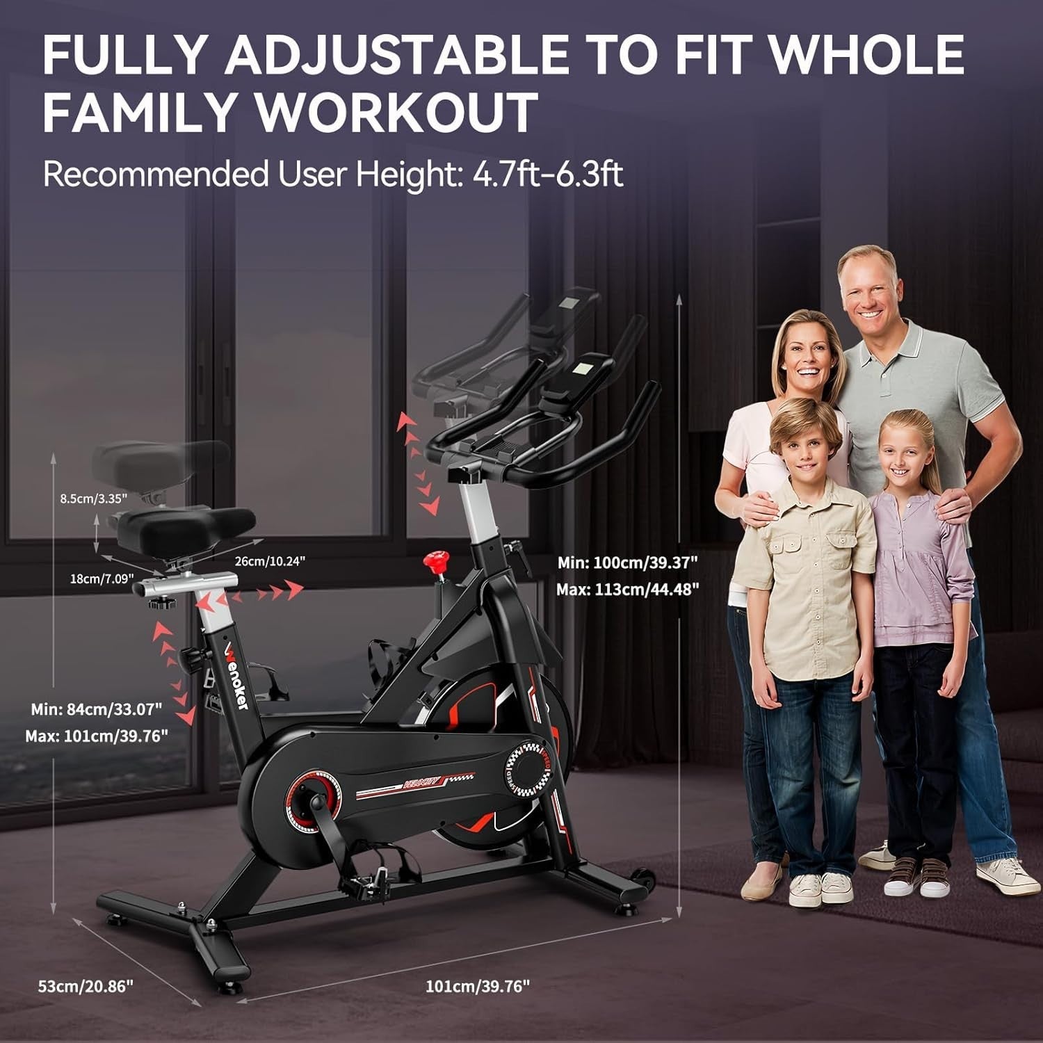Magnetic Indoor Spin Bike w/ LCD Display, APP Bluetooth, Tablet Holder 350lb