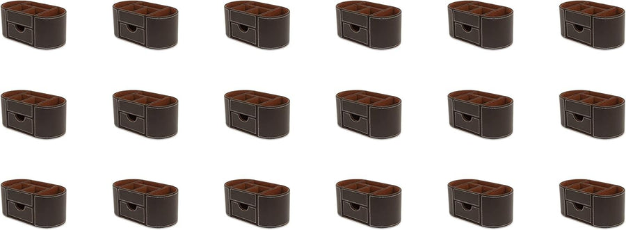 Faux Leather Desk Organiser 6 Compartments Drawer Office Tidy 18-Pack