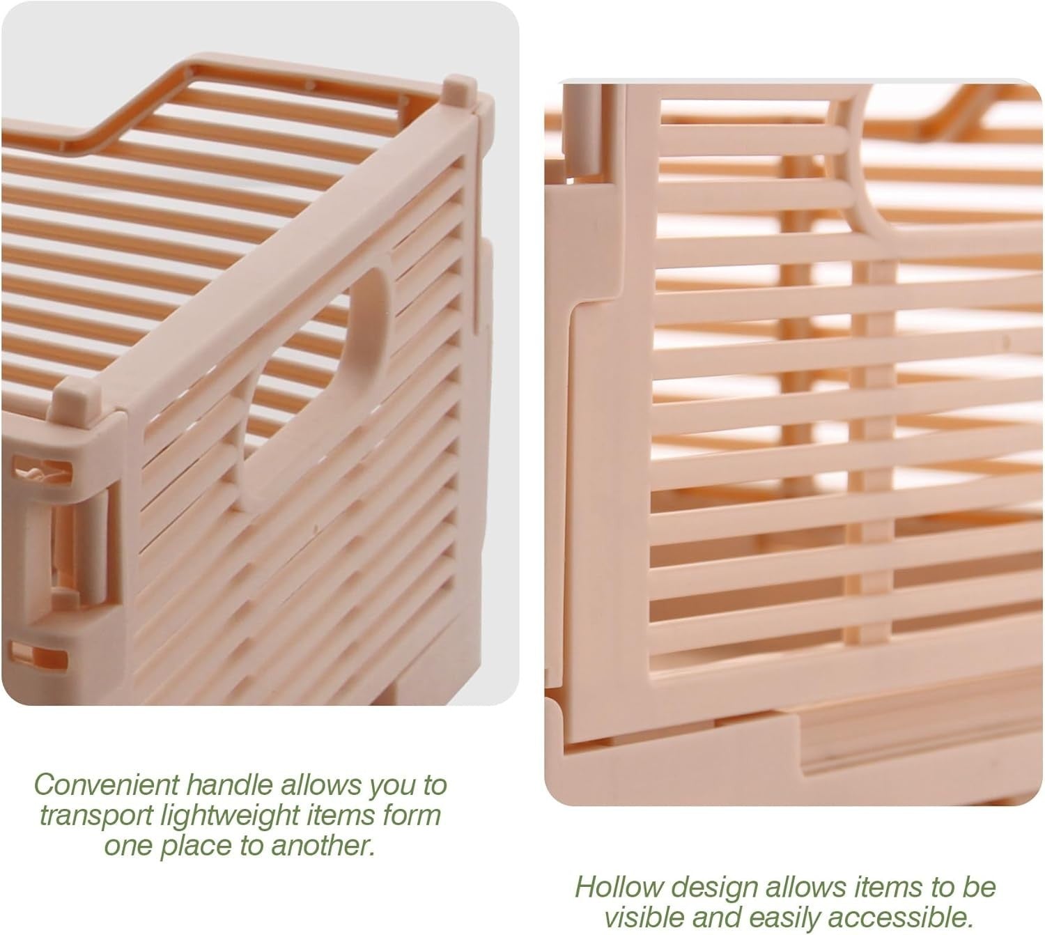 Collapsible Plastic Storage Crates 40x30x15cm – Foldable Stackable Bins Pink