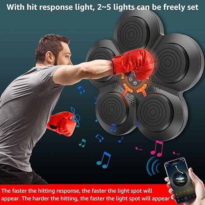 Bluetooth Music Boxing Machine LED Wall Target 9 Speed Reaction Trainer