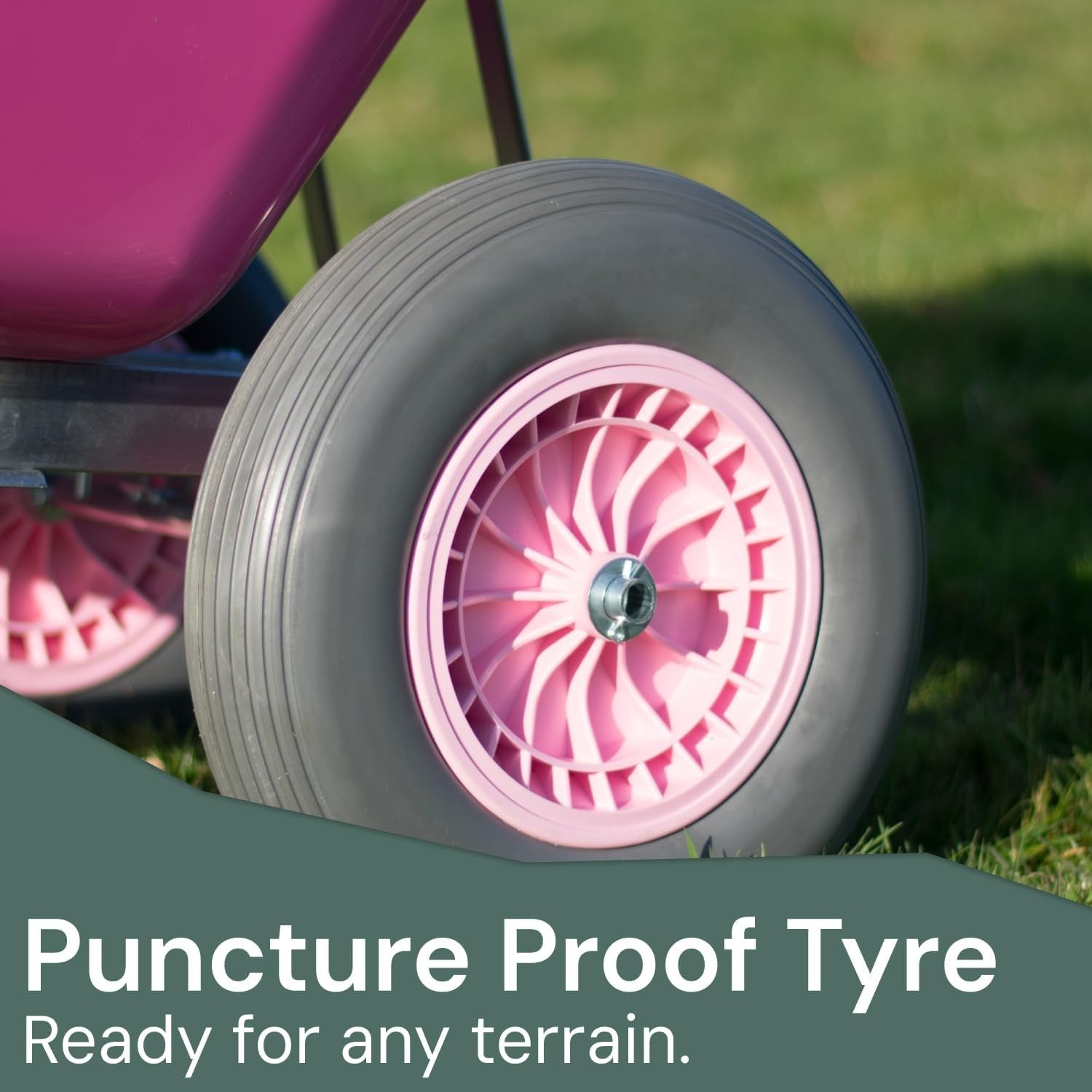 200L Pink Twin-Wheel Wheelbarrow – Heavy Duty Plastic Tray w/Puncture Proof Tyre