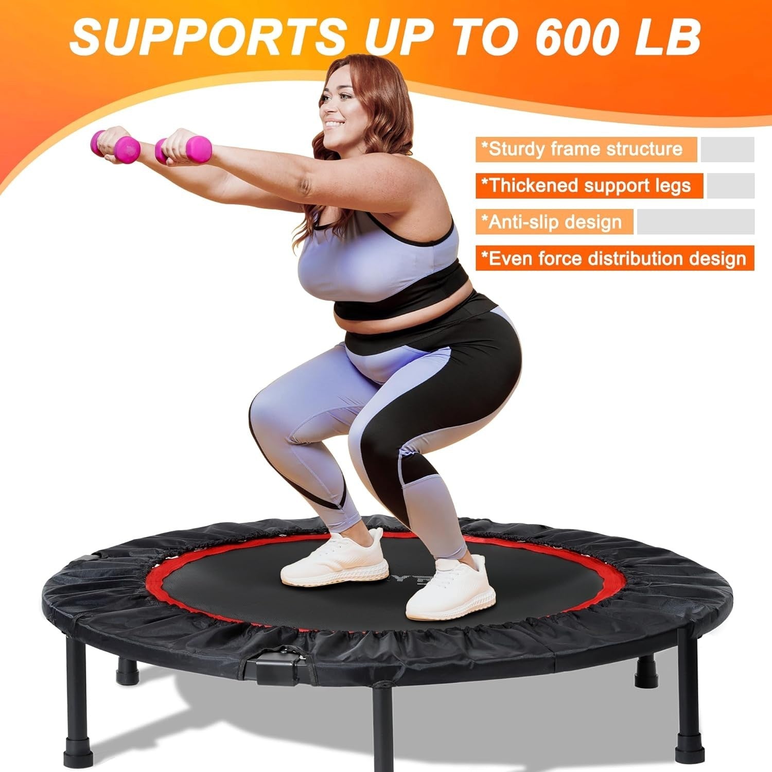48in Heavy Duty Folding Rebounder Trampoline Adjustable Handle
