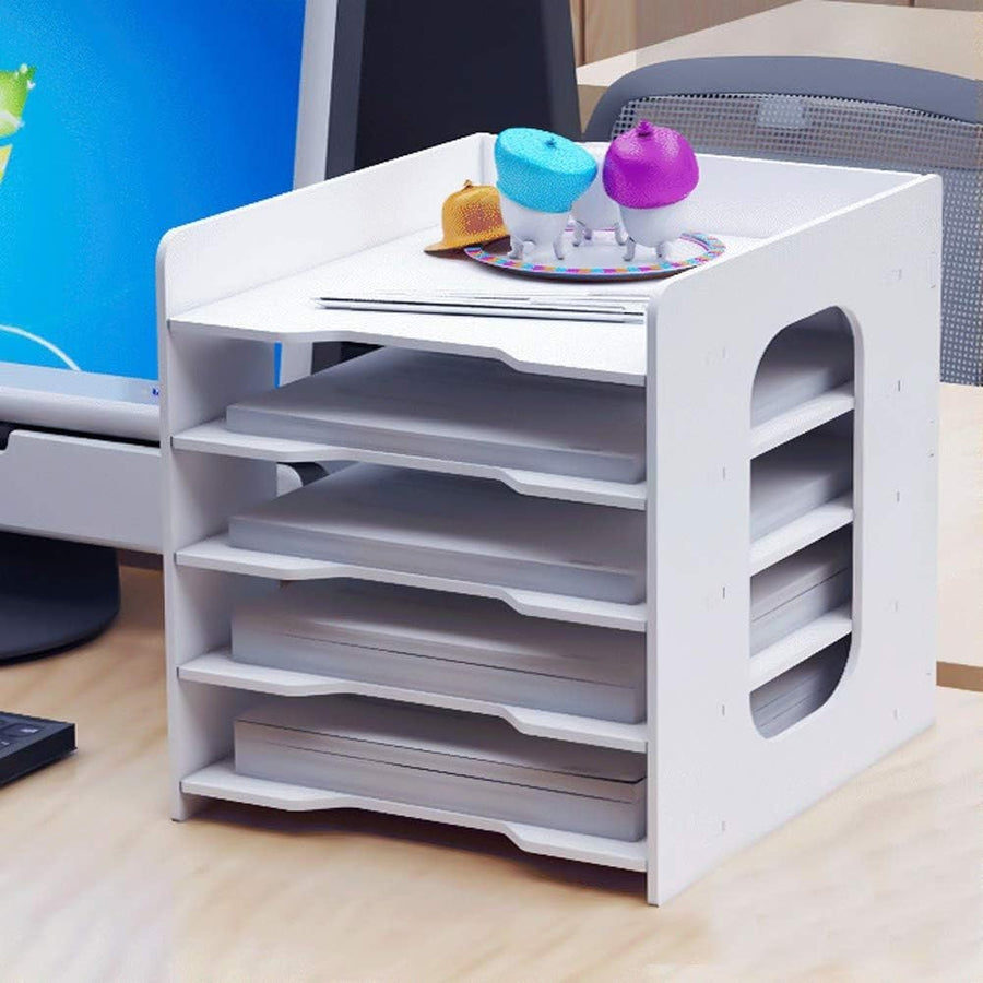 5 Tier Desk Organizer File Tray A4 Paper Storage Desktop Office Rack