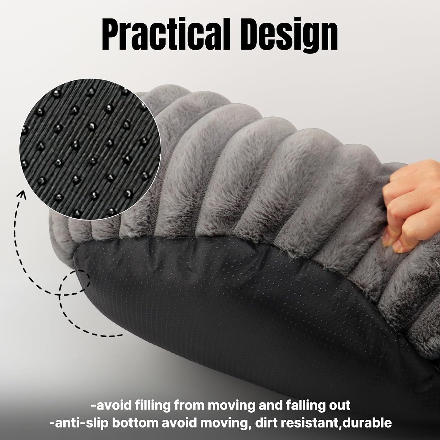 60cm Calming Donut Dog Bed Washable Plush Anti Slip Grey