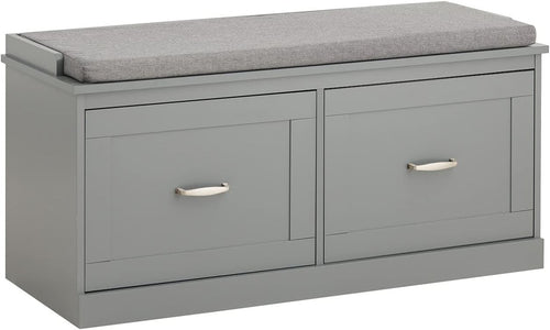 Modern Hallway Storage Bench with Cushion Seat Shoe Rack Grey MDF 98x37x49cm