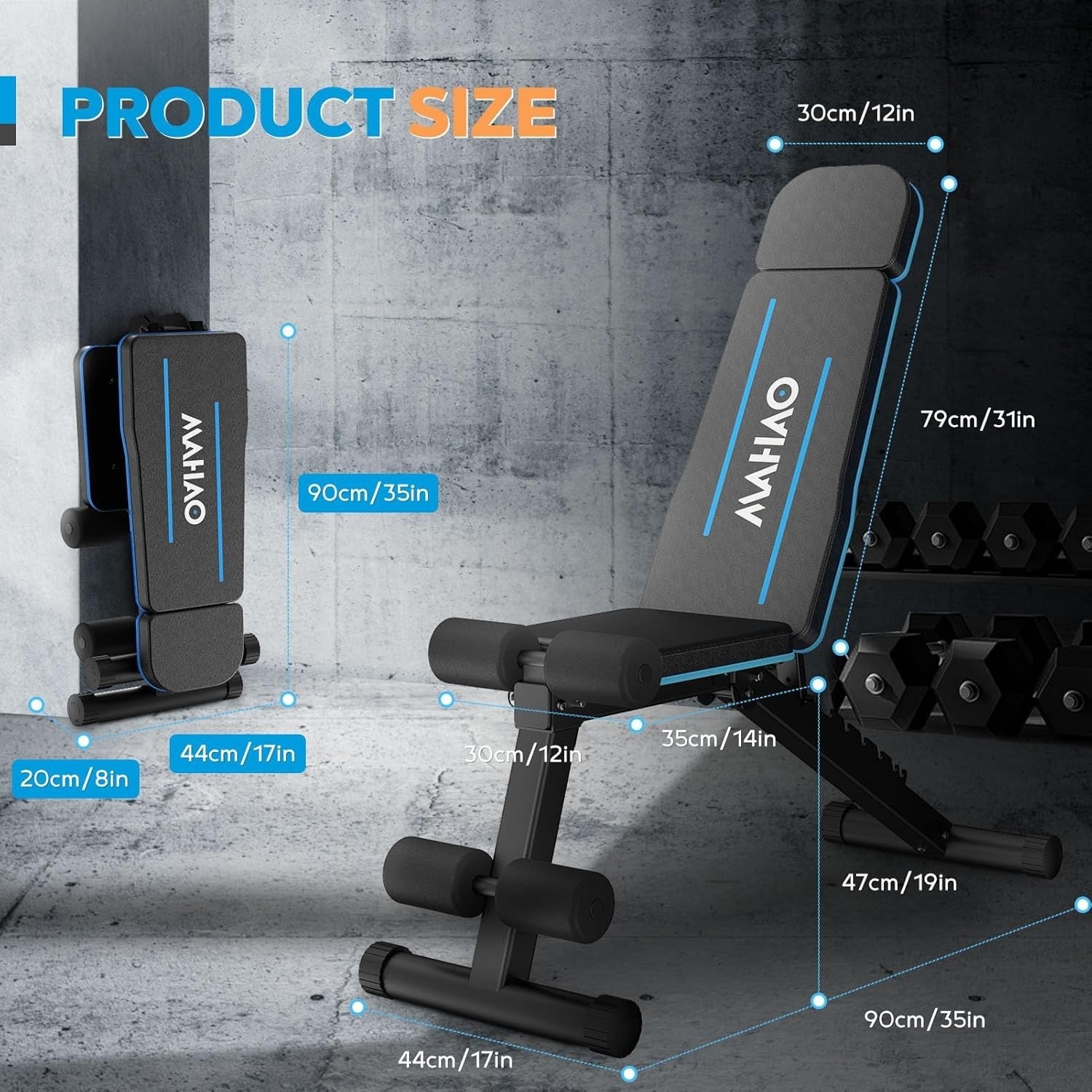 Adjustable Folding Weight Bench Incline Decline Flat Home Gym
