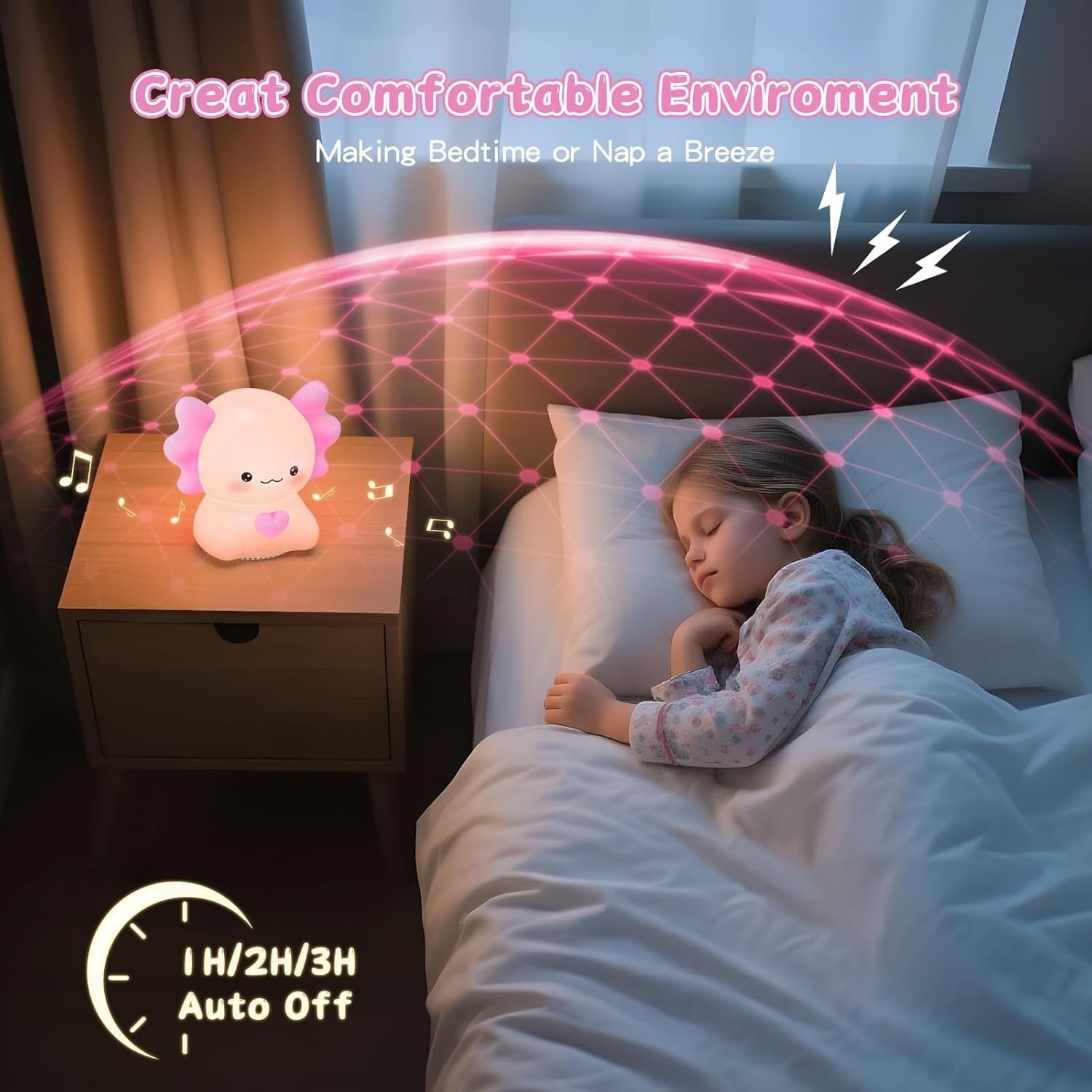 White Noise Machine for Sleep with Night Light & Bluetooth Music