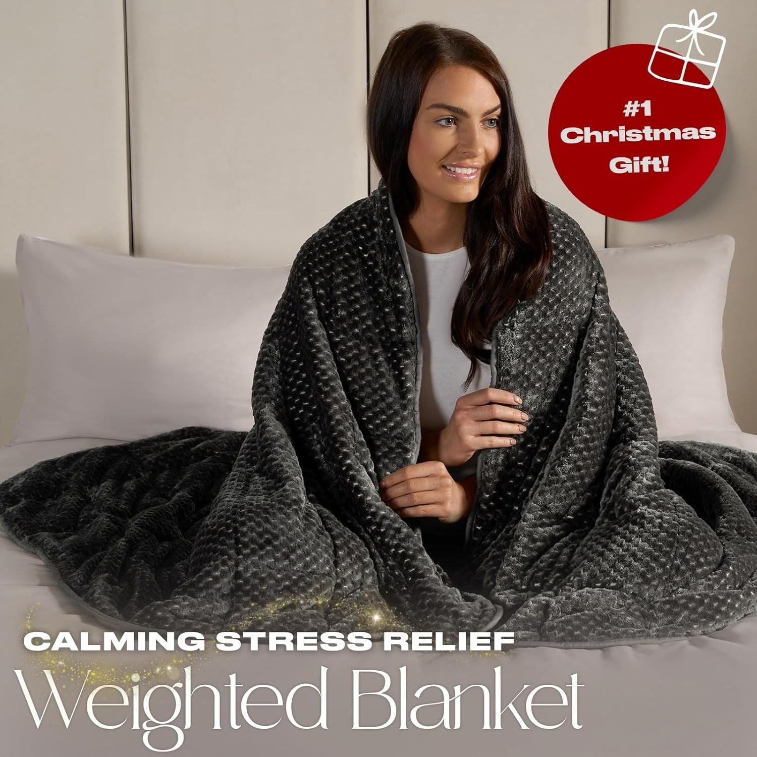 8kg Weighted Blanket 150x200cm Charcoal Waffle Fleece Double Bed Sleep Therapy