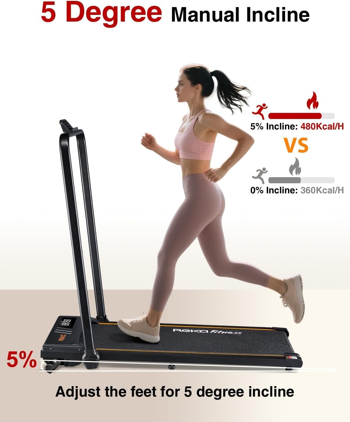 Compact Folding Treadmill 2.25HP Electric Running Machine Up to 10KM/H