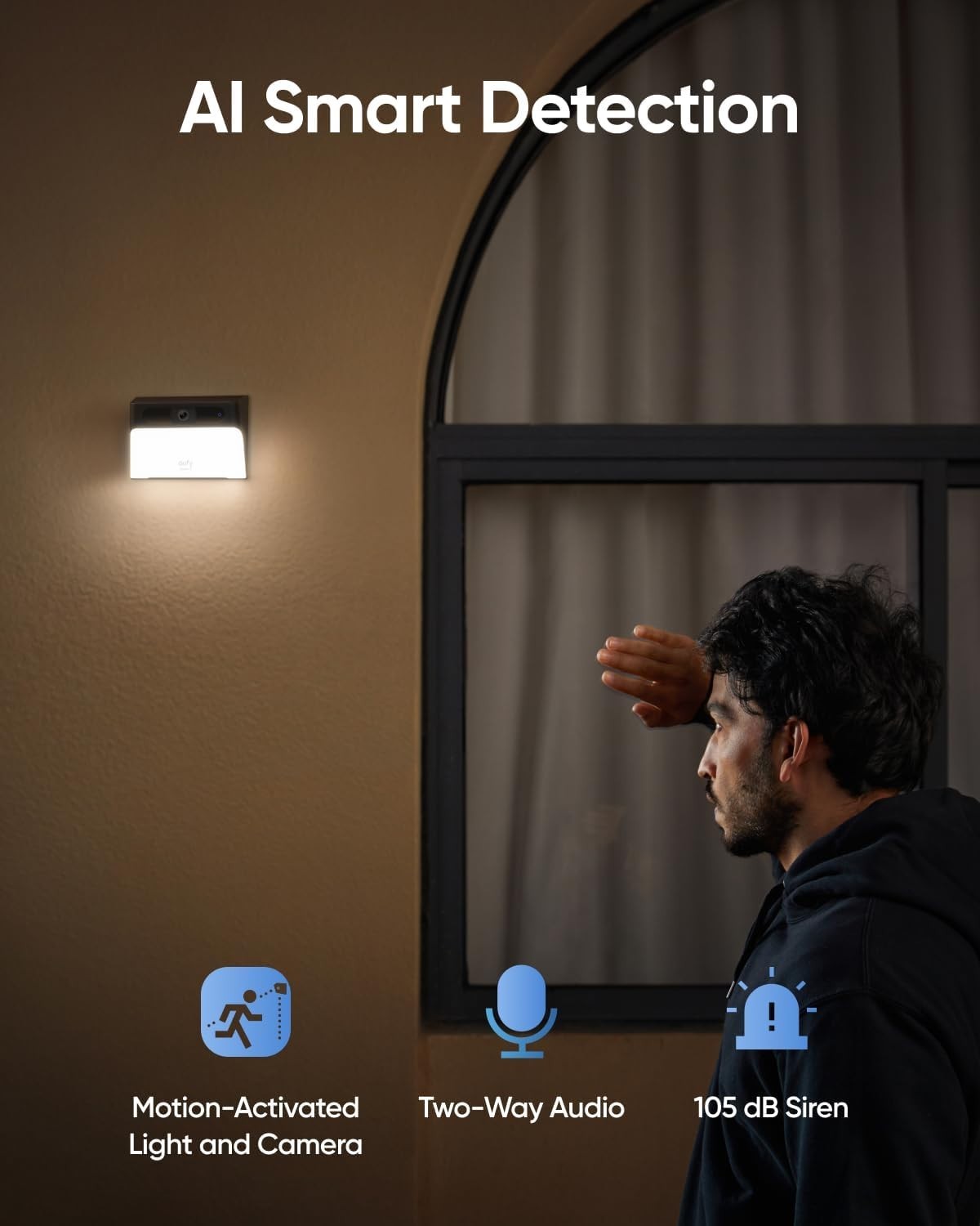 Solar Security Camera Wall Light 1080P Wireless AI Motion Detection