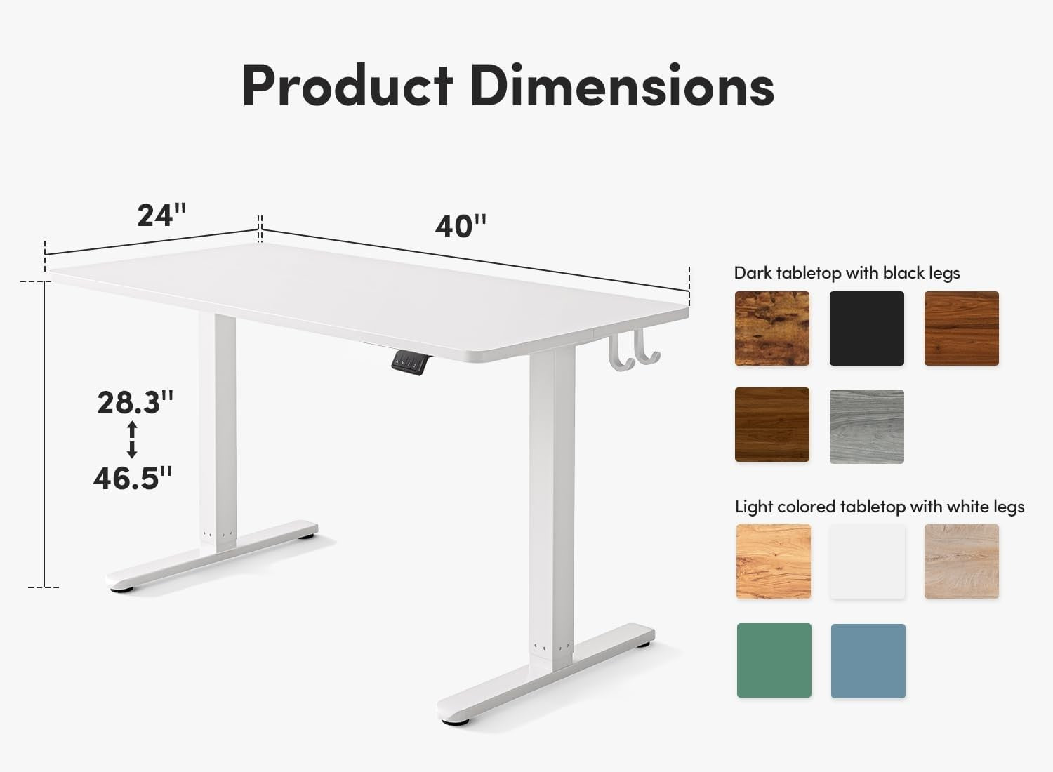 Electric Standing Desk 100x60cm White Adjustable Sit Stand Home Office