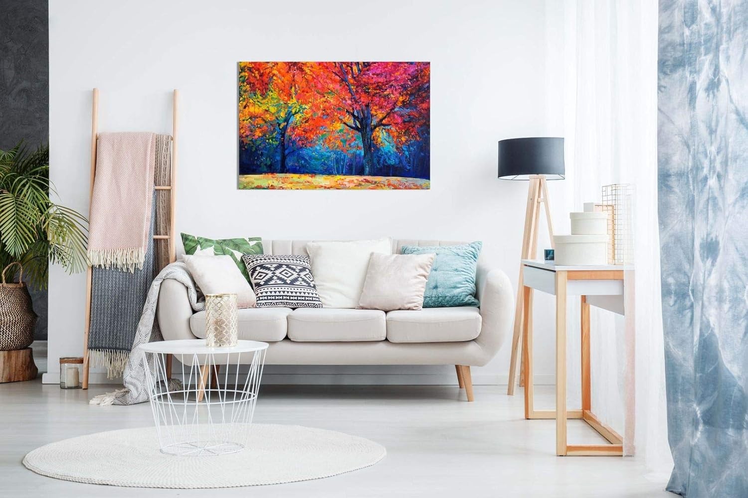 Abstract Autumn Forest Canvas Wall Art 30x20in Colourful Modern Decor