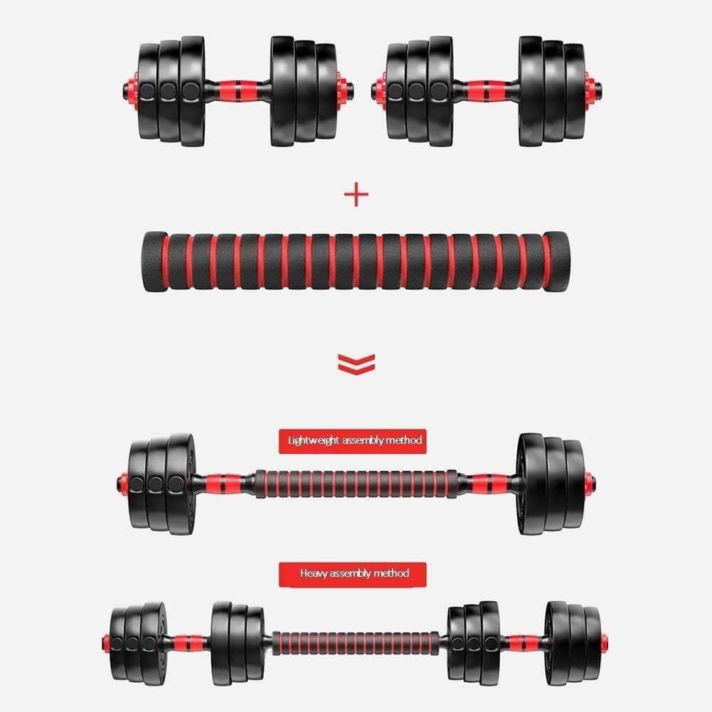 40kg Adjustable Dumbbells 2-in-1 Barbell Weights Set Home Gym Gloves