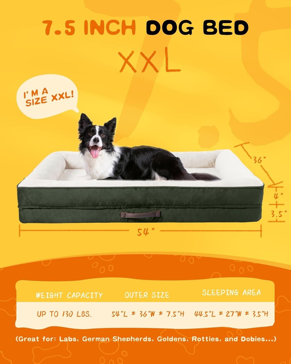 XXL Waterproof Orthopedic Dog Sofa Bed Washable 137x91cm