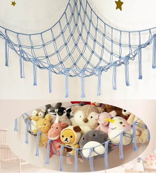 Toy Hammock for Stuffed Animals – Soft Cotton Net Storage, Boho Nursery Decor