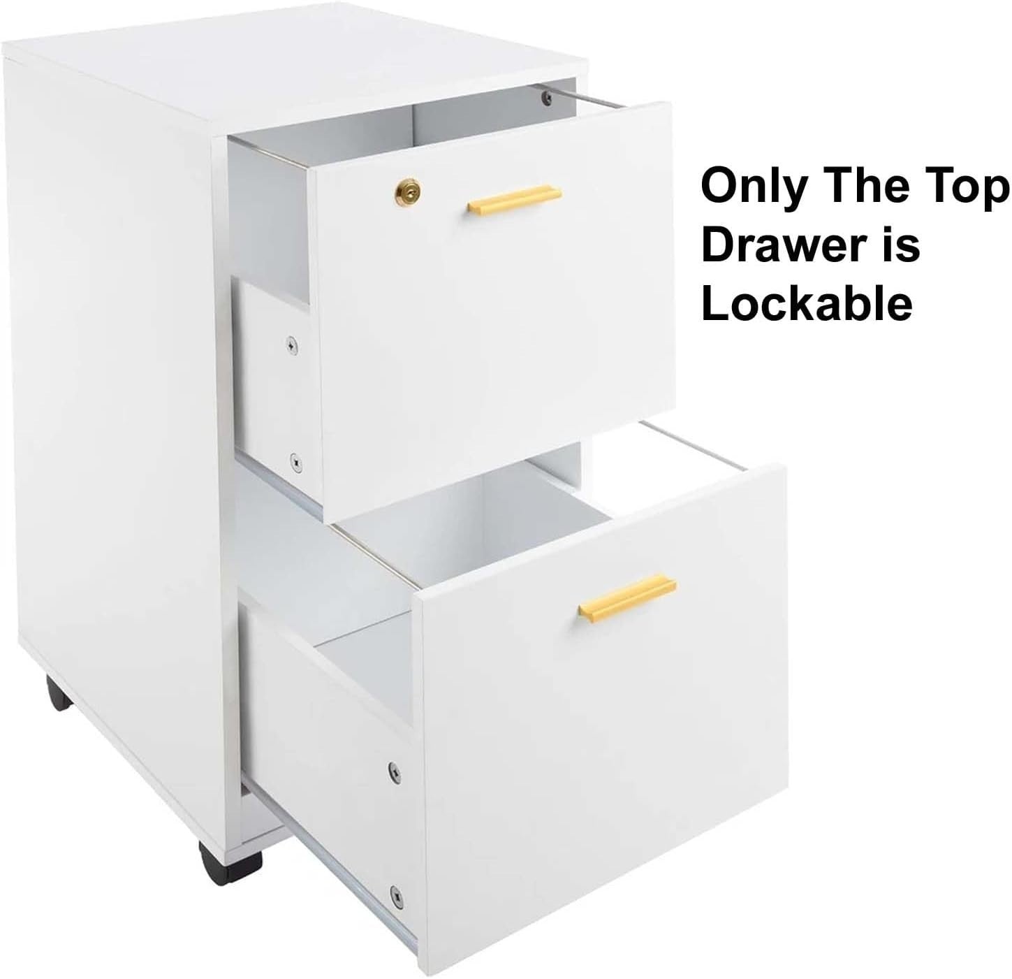 Locking 2 Drawer Rolling File Cabinet Vertical Under Desk Office Storage