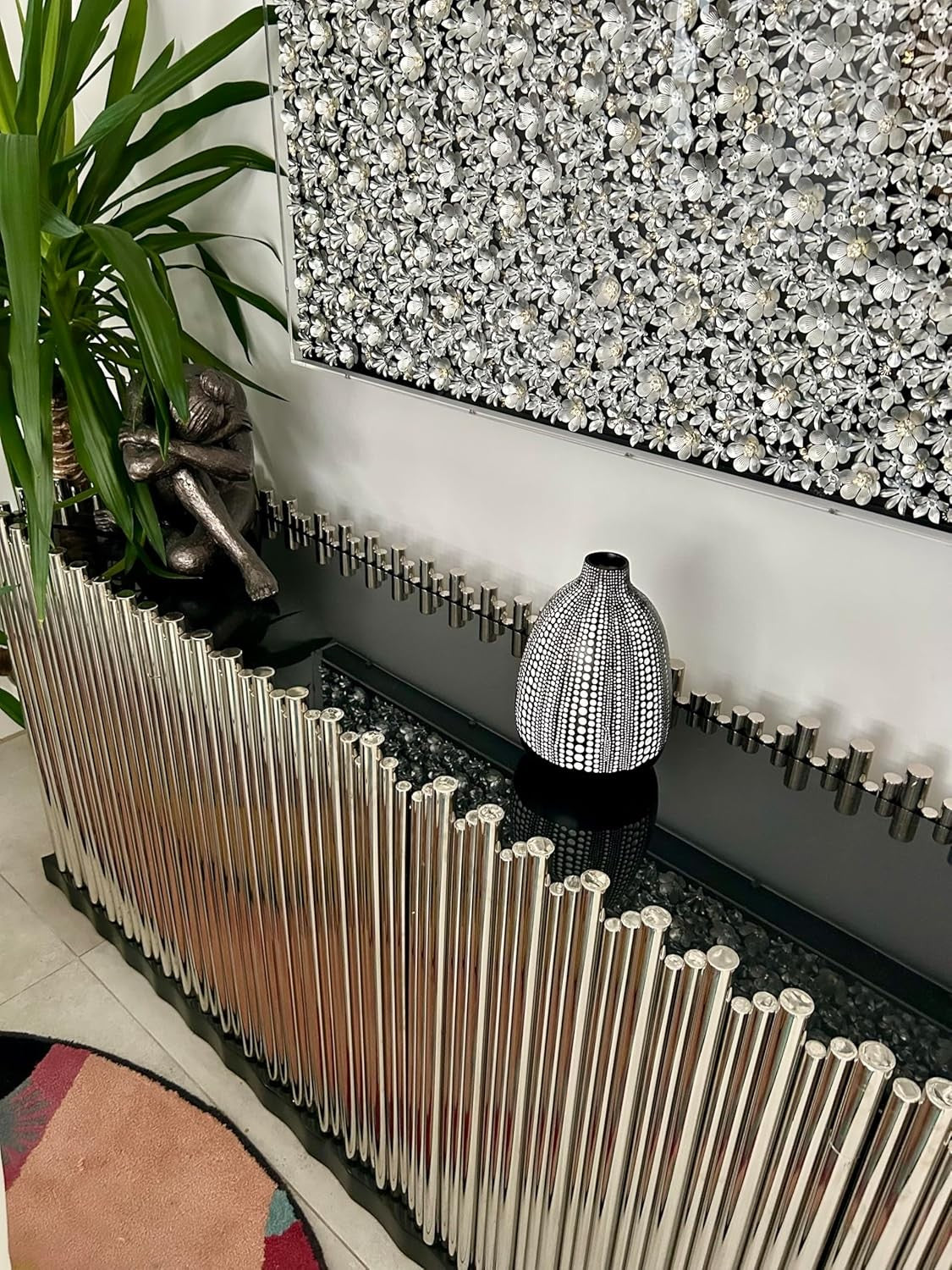 Modern Black White Textured Dot Vase Decorative Home Décor Ornament
