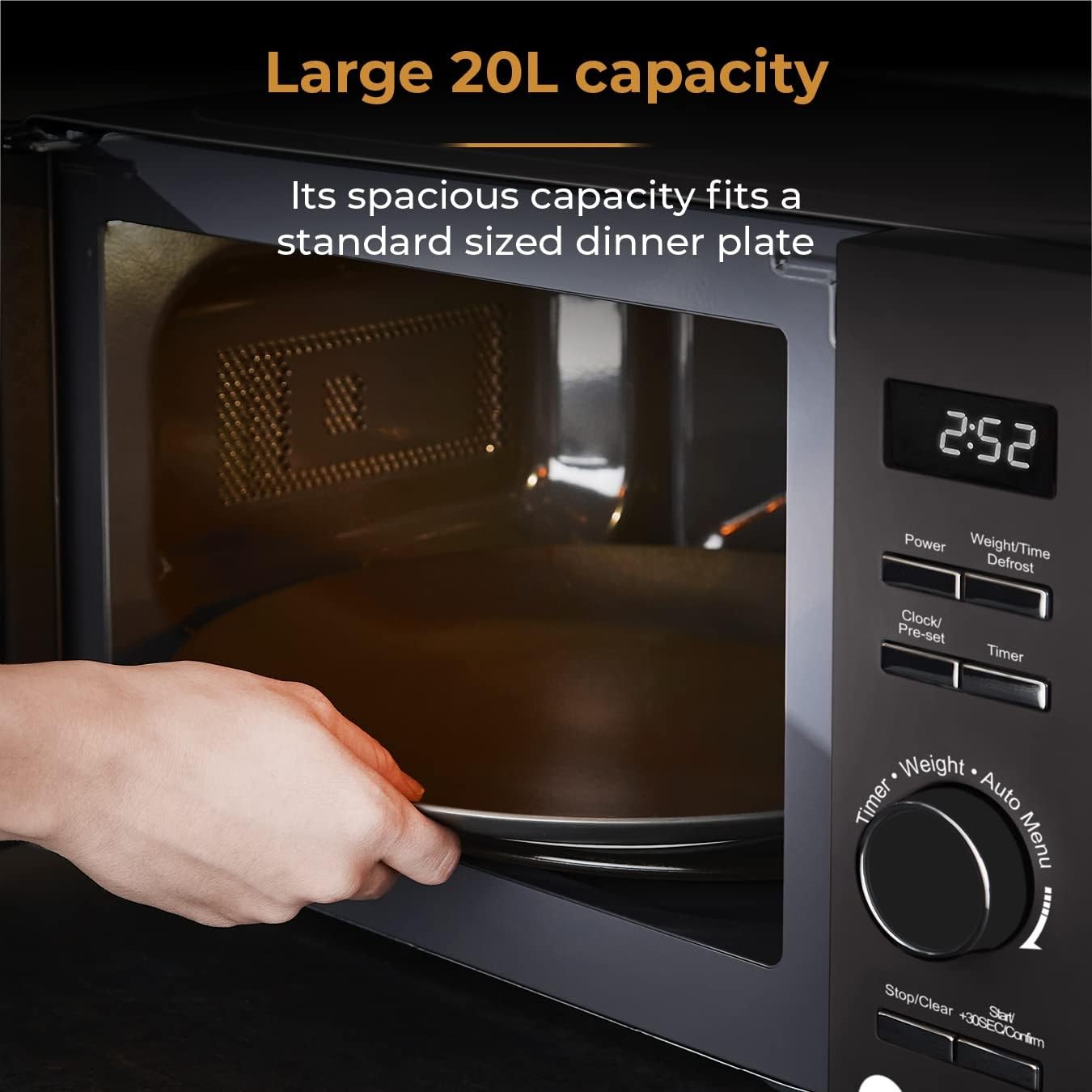 20L 800W Microwave with 5 Power Settings & MagnaWave Tech, Black