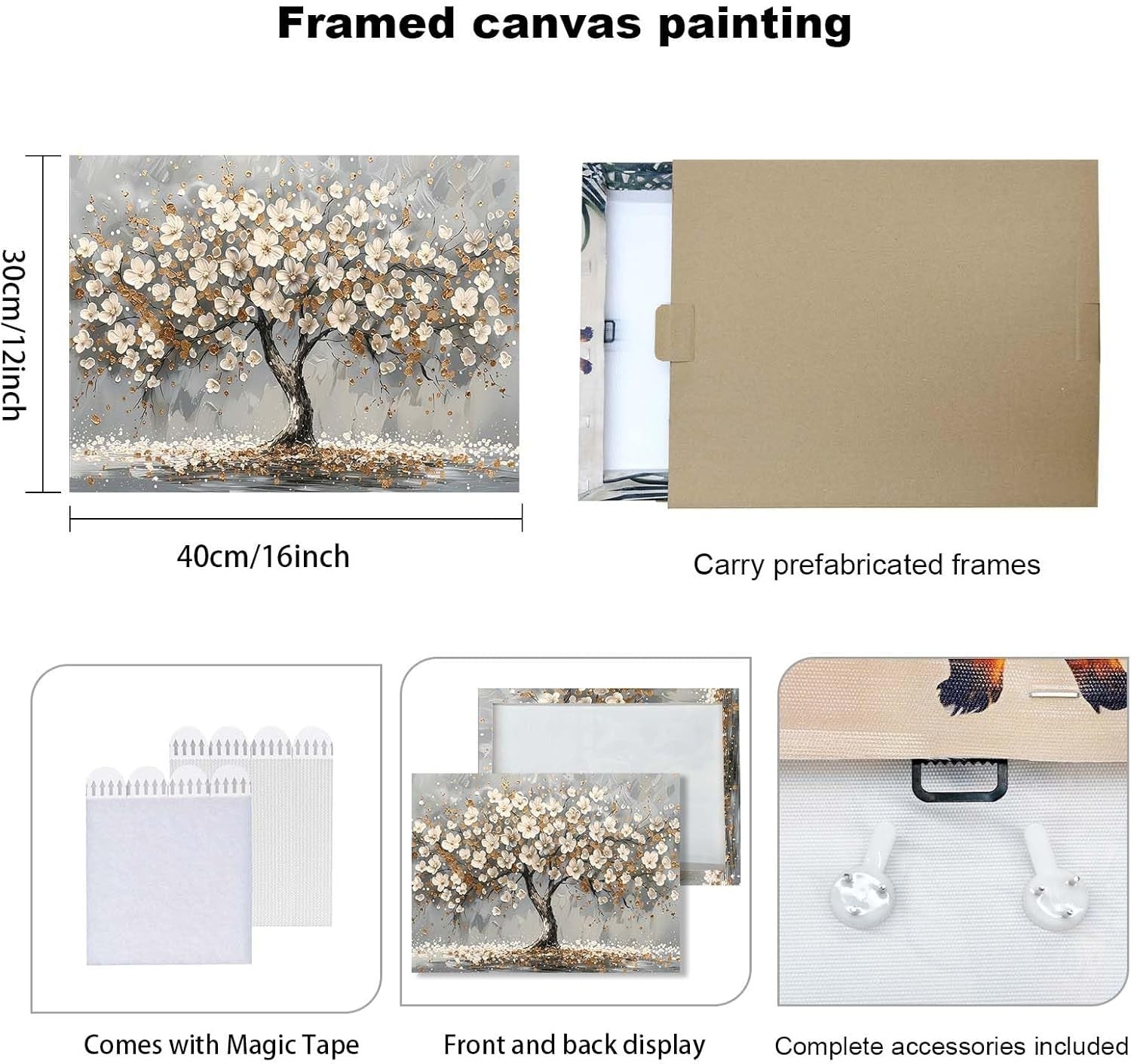Framed Tree Canvas Wall Art 12x16in Floral Modern Decor
