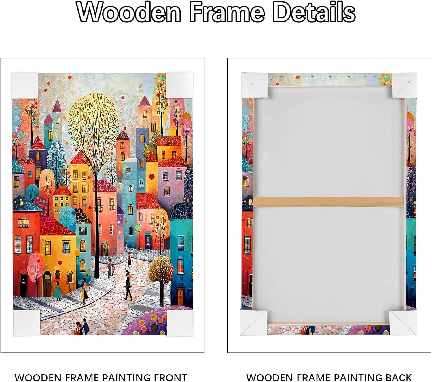 Colourful Town Canvas Wall Art 30x40cm Framed Fantasy Print