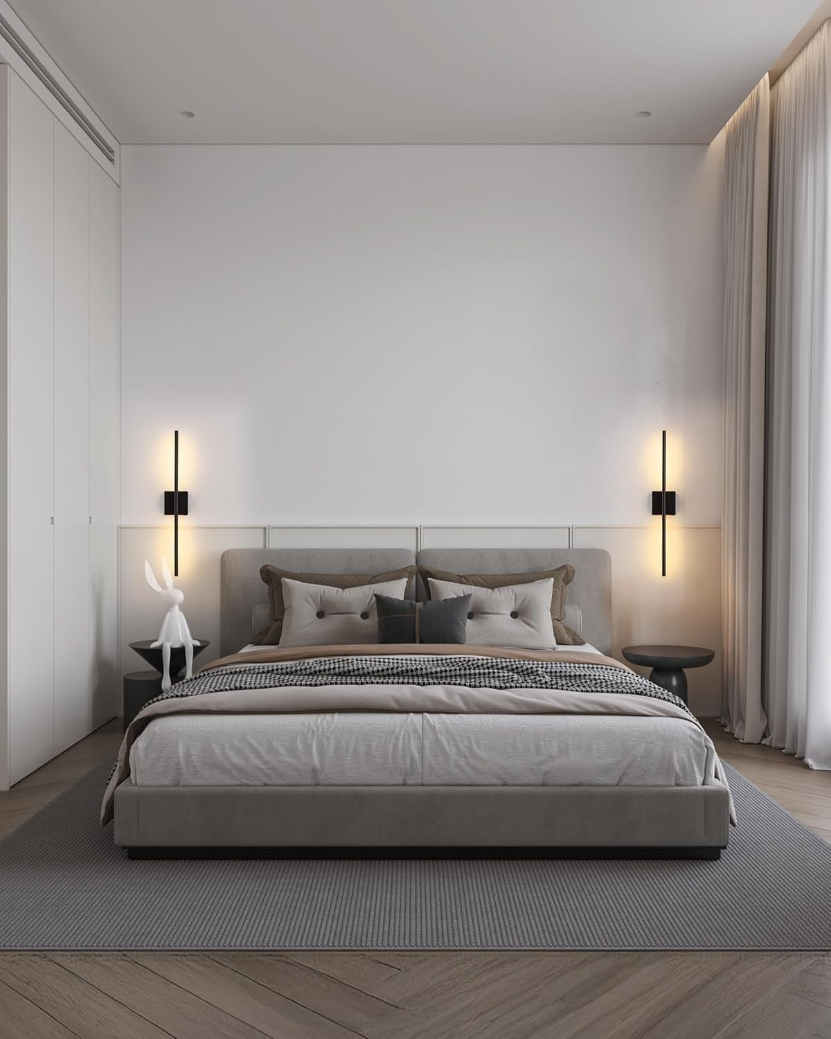 Rechargeable LED Wall Sconces Set of 2, Dimmable, Remote Control, 23.6"