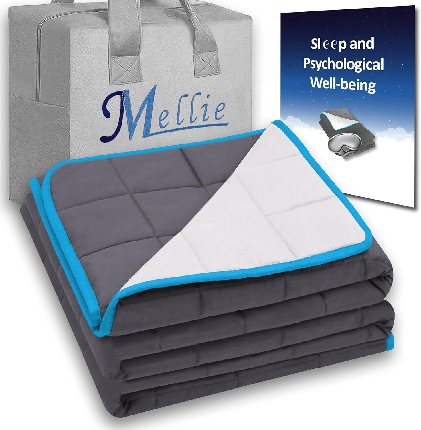 9.5kg Super King Weighted Blanket 180x200cm Grey/White Cotton Sleep Therapy