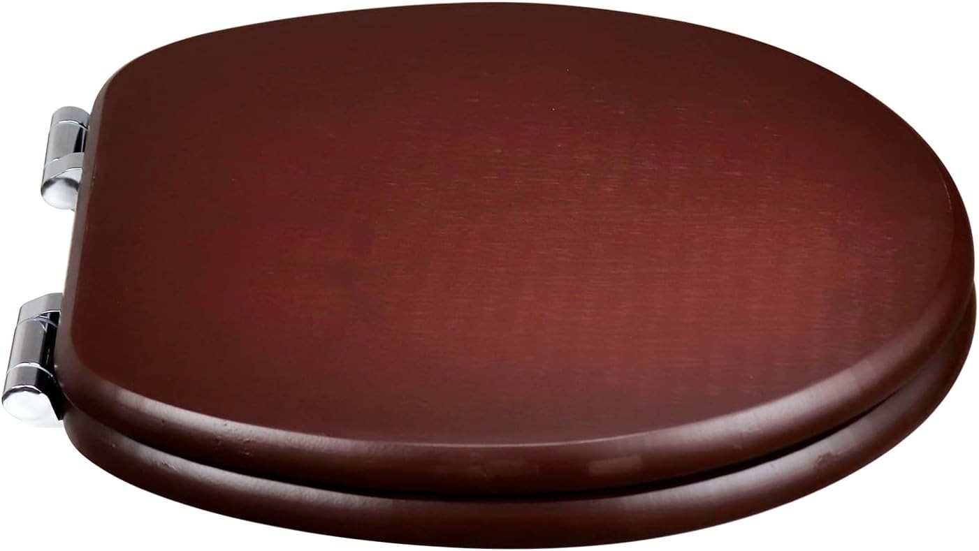 Natural Bamboo Toilet Seat Soft Close Solid Wood Lid Easy Clean Metal Hinges