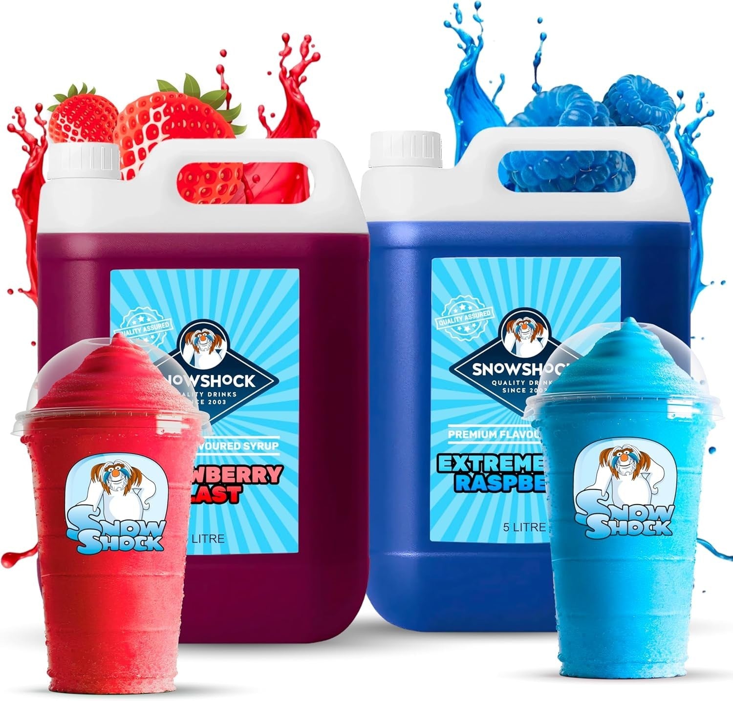 Slush Syrup 5L x2 Frozen Drink Concentrate Strawberry Blue Raspberry