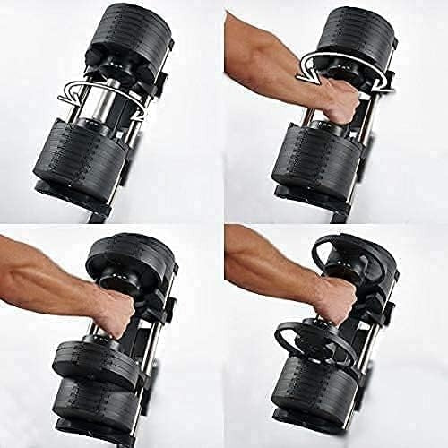 32kg Adjustable Dumbbell Pair 9-in-1 Easy Lock Cast Iron Home Gym