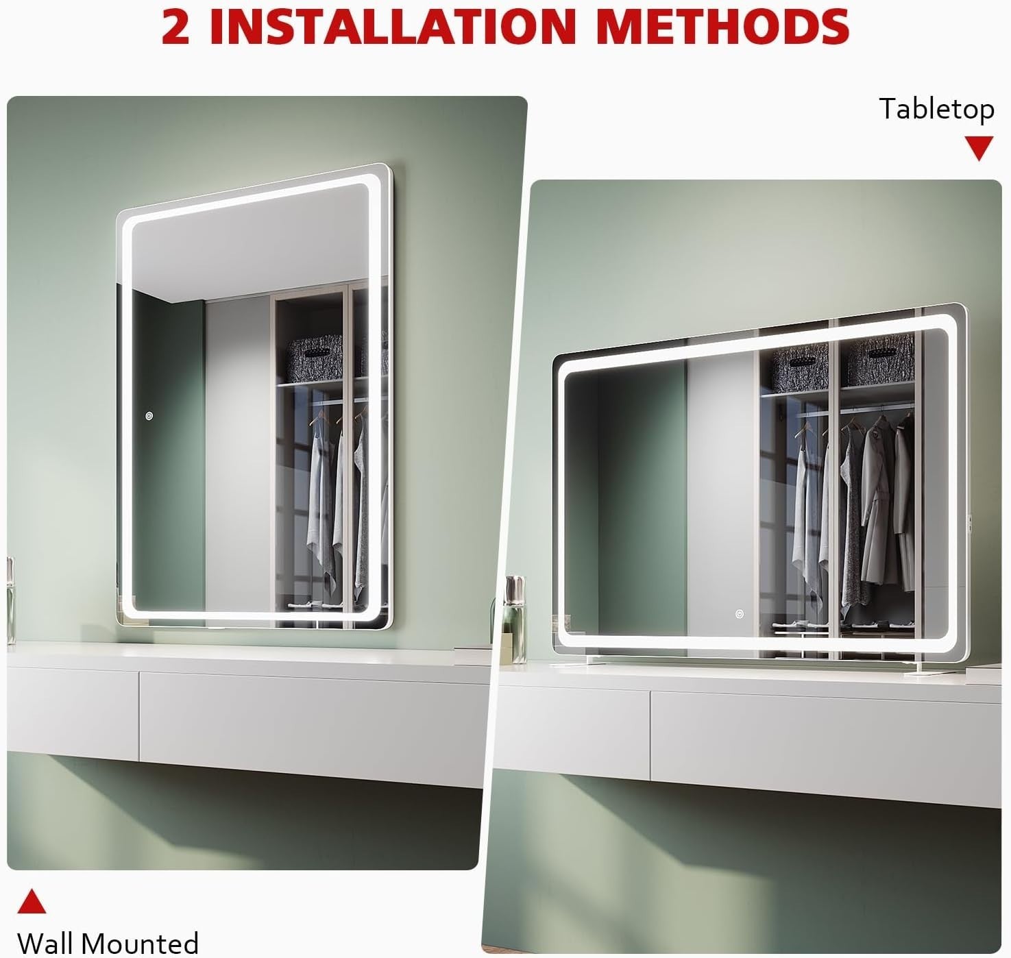 Lighted Vanity Mirror 100x70cm | 3 Color Dimmable LED | Touch Control