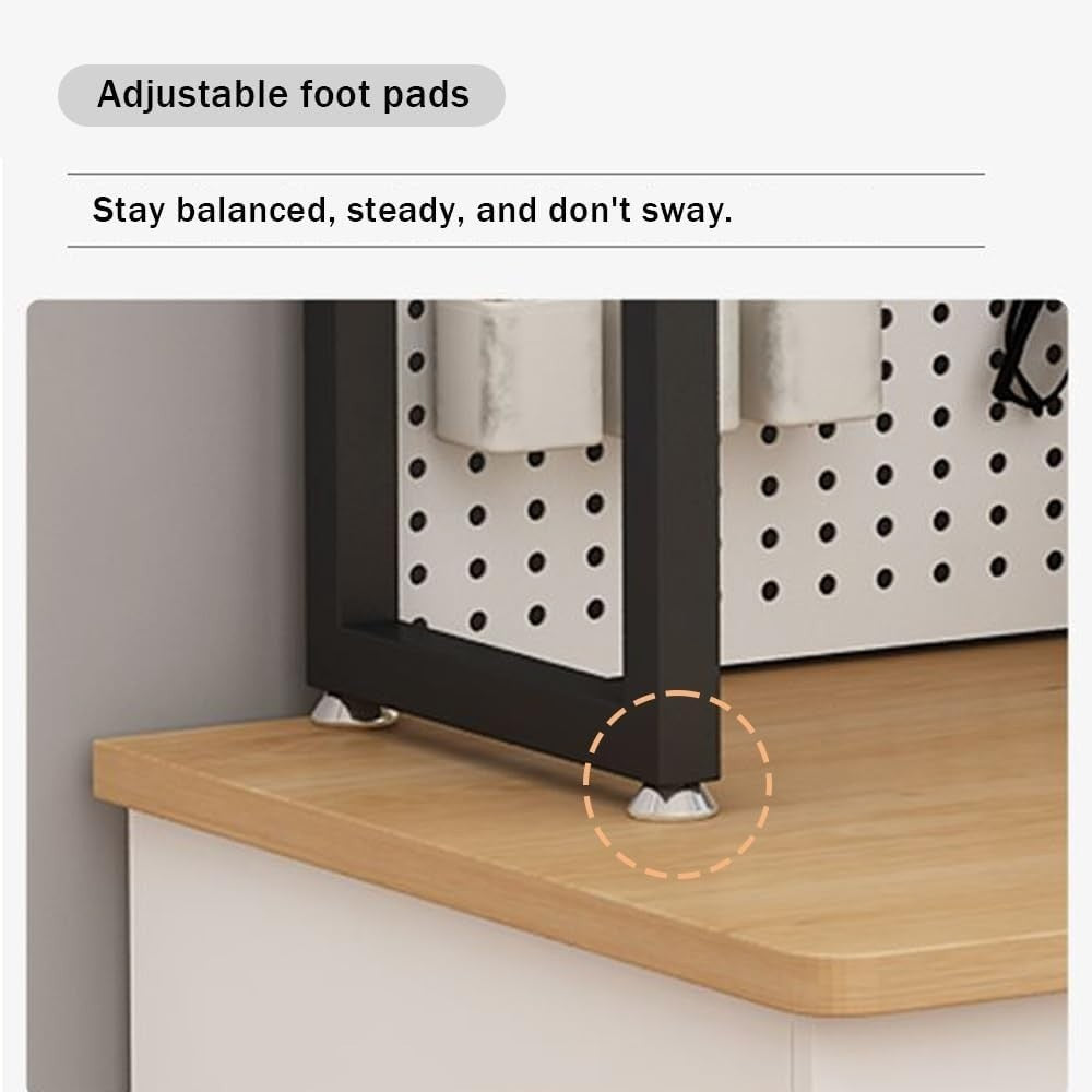 Metal Desktop Bookshelf Hutch w/ Grid Board | Industrial Desk Storage Rack 76cm