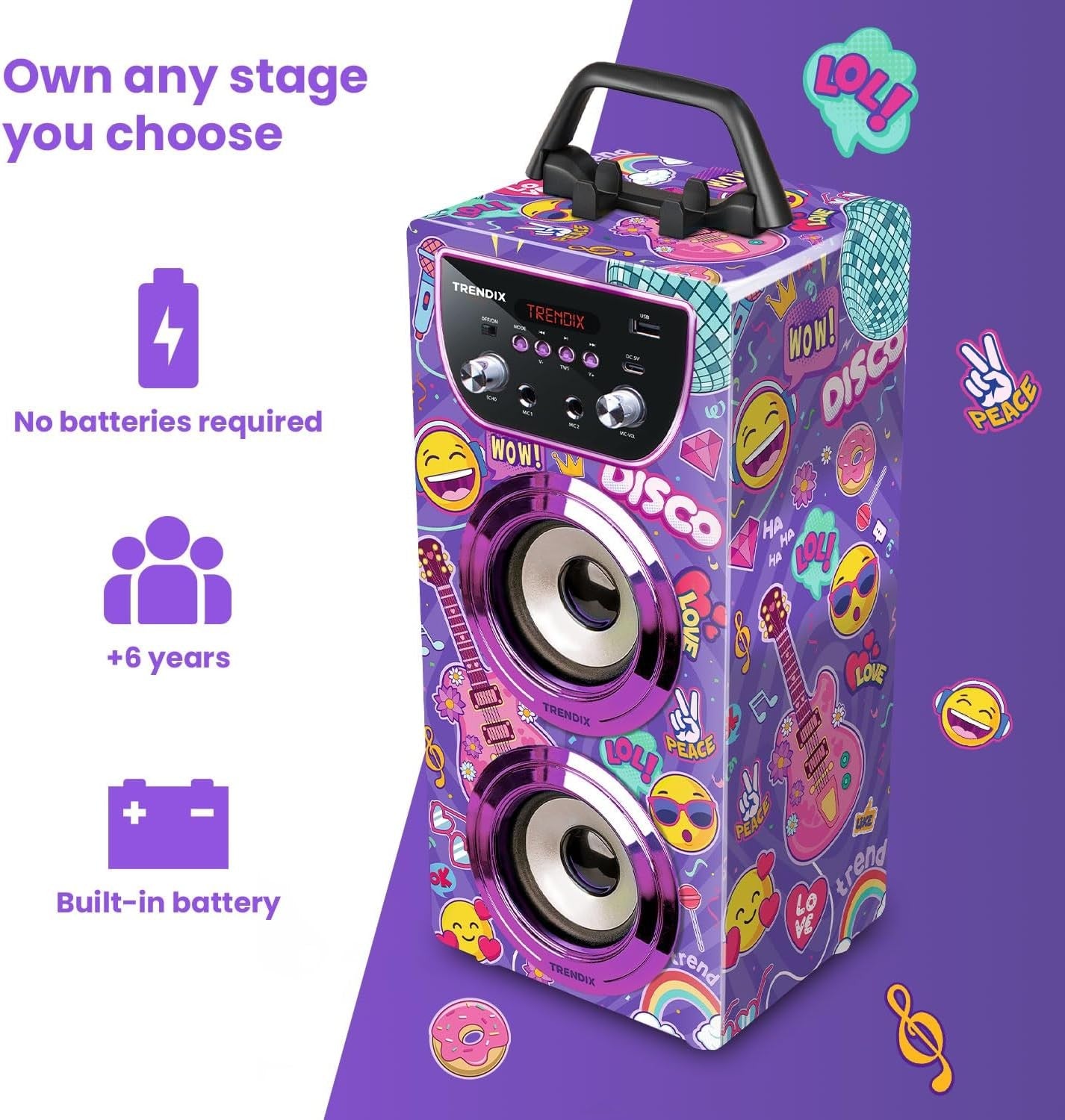 Kids Karaoke Machine 2 Microphones Blue Bluetooth FM USB