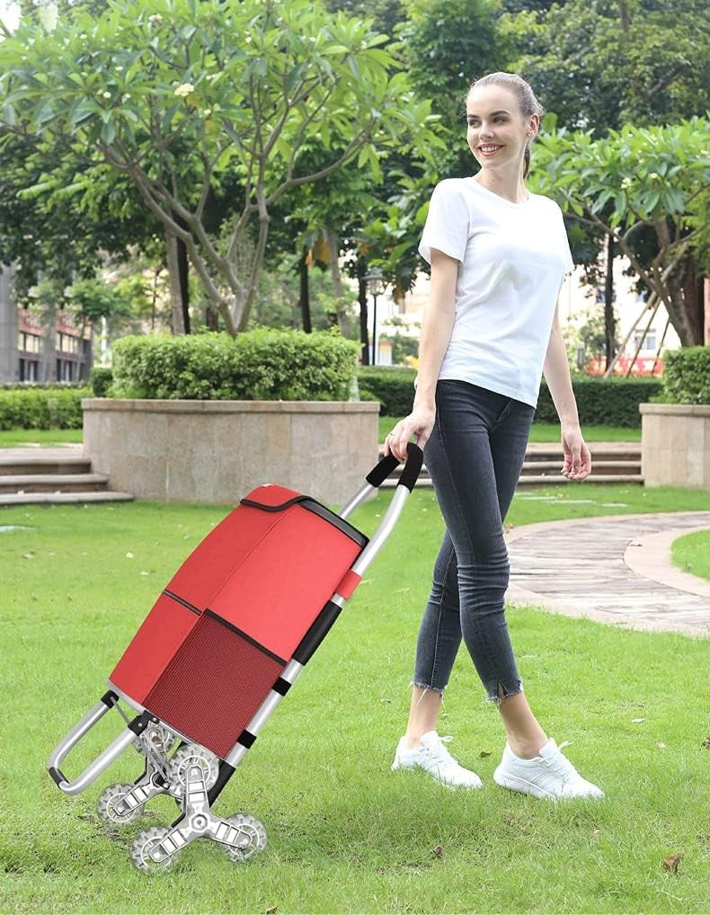 Foldable Stair Climber Shopping Cart – 6-Wheel Utility Grocery Trolley