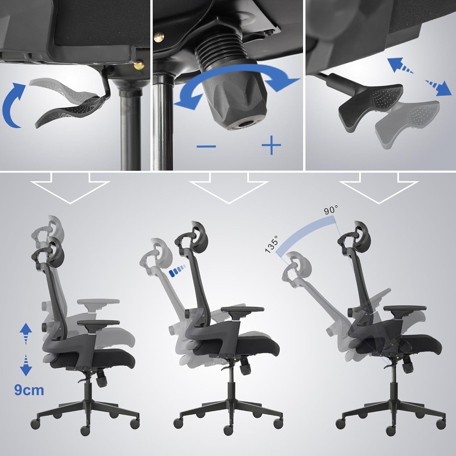 Ergonomic Office Chair Black Mesh Executive Swivel Computer Desk Seat New