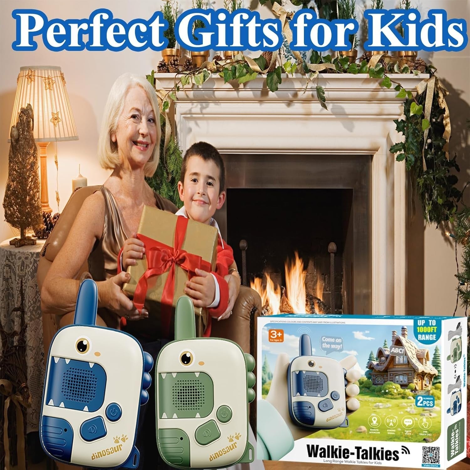 Kids Dinosaur Walkie Talkies 2 Pack 1000FT Range Outdoor Adventure Toy